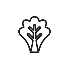 A simple line drawing of a lettuce head with detailed leaves on a white background in a minimalist style