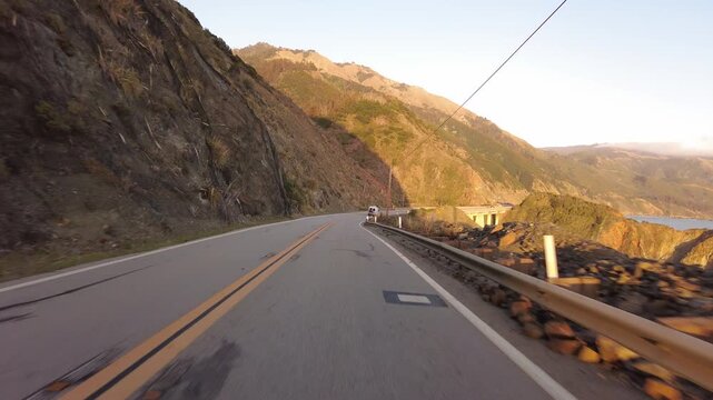 Big Sur Pacific Coast Highway Southbound 5 Big Creek Bridge to Cape San Martin 04 Front View MultiCam Driving Plate California USA