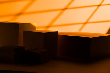 Yellow background with cubes and window light