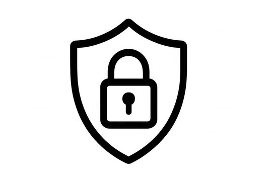 Shield with padlock icon representing security, data protection, digital privacy, and cybersecurity over transparent background