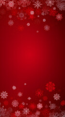 Festive red background adorned with delicate white snowflakes, creating a holiday-themed, wintry ambiance.