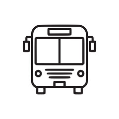 A simple line drawing of a bus facing forward with a white background and black outline style