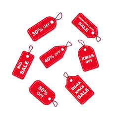 Set of promotion Xmas sale  price tag, label template with red and white color, discount, special offer, big sale, mega sale,50%,30%,40% off,discount and price sale tag price tag label, vector design