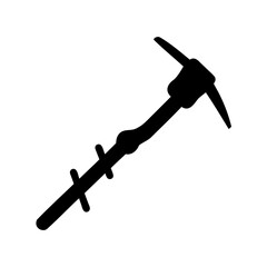 Stylized silhouette illustration of a polearm weapon, potentially a halberd or glaive