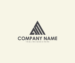Abstract Geometric Logo Design with Letters GM in a Triangle Shape, Corporate Branding Element