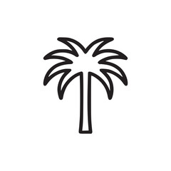 Isolated outline illustration of a single palm tree with a simple design on a white background