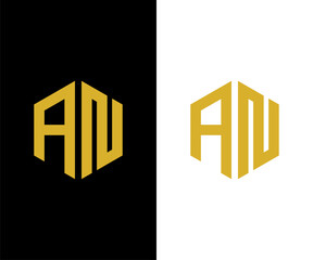 Abstract AN Monogram A Modern Geometric Design in Gold for Branding & Logos