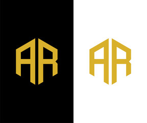 AR Initial Monogram in Geometric Hexagon Shape Modern Lettermark Design