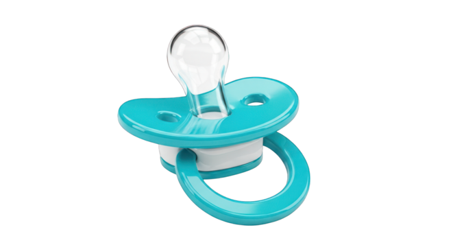 Teal Baby Pacifier with Clear Nipple.