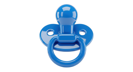 Shiny Blue Pacifier with Ring and Teat Isolated.
