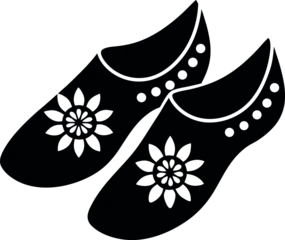 Wandcirkels plexiglas Hokusai The Great Wave An isolated pair of black leather fashion shoes on a white background, highlighting style and comfortable footwear  © vockto