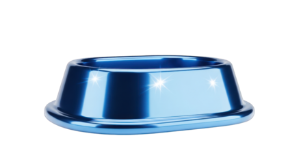 Shiny Blue Metallic Bowl with Reflective Surface.