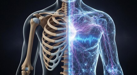 : Half-skeleton, half-neural network merging in symmetrical design