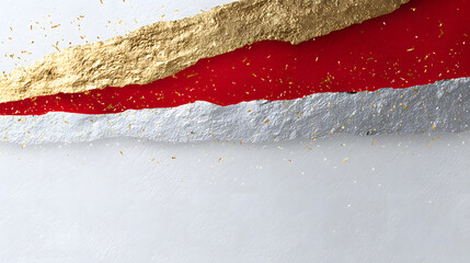 A vibrant abstract background featuring gold, silver, and red waves creating a striking visual contrast.