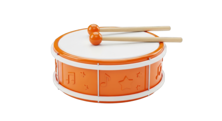 Orange Toy Drum with Musical Note Decorations.