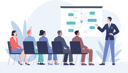 Business presentation with diverse audience illustration