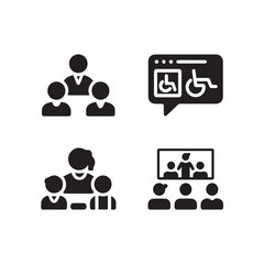 Diverse User Avatar and E-learning Icon Set. Modern People Profile, Chat, and Video Conference Vector Collection.