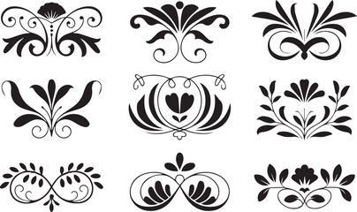 Decorative floral ornaments design elements collection