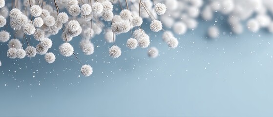 Snowflakes shimmer gently in a winter scene, surrounded by soft, glowing lights that create a cozy and magical feeling