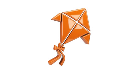 Glossy Orange Kite with Bow and Streamers.