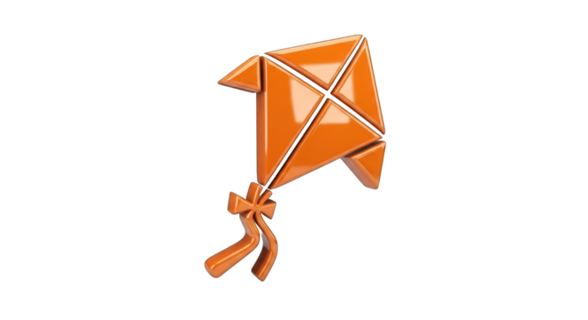 Glossy Orange Kite with Bow and Streamers.