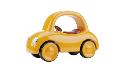Yellow Toy Car with Red Steering Wheel and Seat.