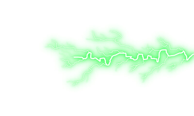 Green lightning bolt effect isolated on transparent background