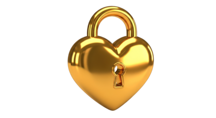 Golden Heart-Shaped Padlock with Keyhole for Security and Love Symbolism.