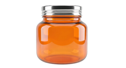 Amber Glass Jar with Silver Lid.