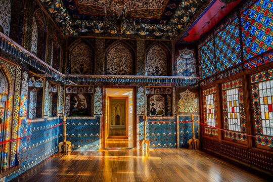 Interior of the Winter Palace of Shaki Khan with Shabaka Windows