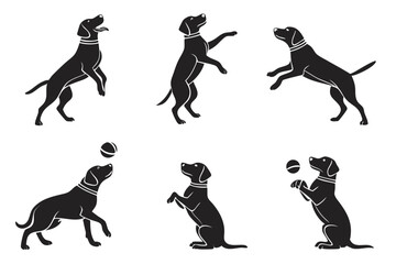 Fototapeta premium Playful dog icon set with minimalist design