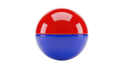 Red and Blue Capsule Toy Two-Part Design.