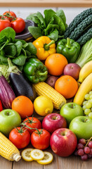 Vibrant assortment of fresh fruits and vegetables.