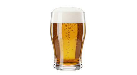 Refreshing Glass of Beer with Frothy Head and Bubbles.