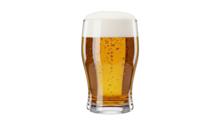 Refreshing Glass of Beer with Frothy Head and Bubbles.