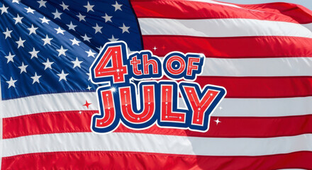 American flag with 4th of July text.