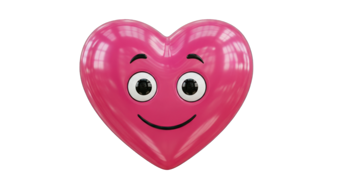 Smiling Pink Heart Emoji with Eyes and Mouth. - Powered by Adobe