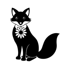 fox wearing a flower necklace for kids coloring