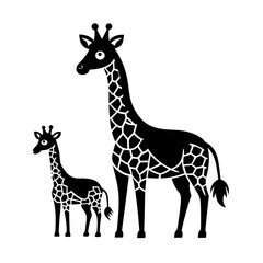giraffe family with baby giraffe wearing crown