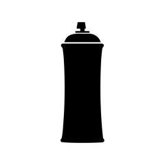 Simple black silhouette of aerosol spray can over white background isolated