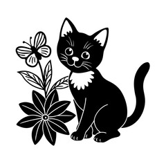 kitten with butterfly on its nose surrounded