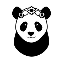 panda with flower crown