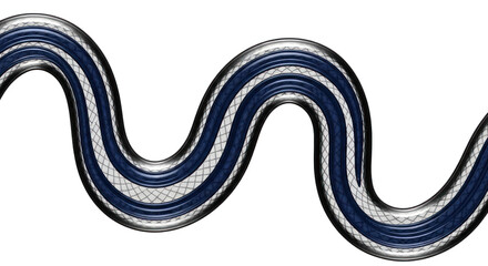 Abstract Wavy Blue and Silver Striped Tube Design.
