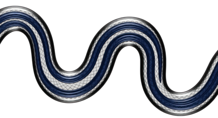 Abstract Wavy Blue and Silver Striped Tube Design.