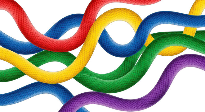 Colorful Wavy Textured Intertwined Abstract Snake-like Shapes. - Powered by Adobe