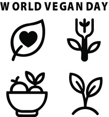 World Vegan Day with natural elements leaves, fruits, and vegetables