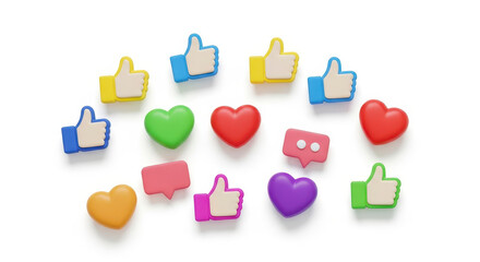 Colorful social media icons on white background.