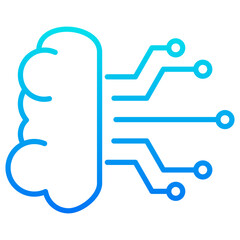 brain digital blue icon