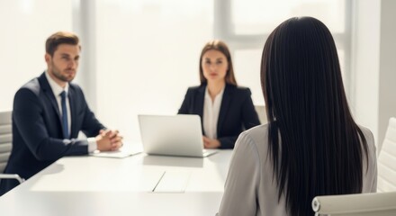 Job interview panel with applicant sitting opposite interviewers