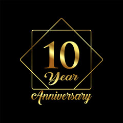 10 Year Anniversary wedding wish lettering text vector illustration.